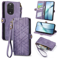 For Huawei nova 13 Pro 5G Zipper Wallet Case Geometry Lines Leather Phone Cover with Strap