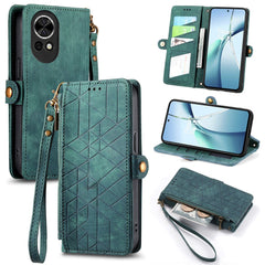 For Huawei nova 13 5G Zipper Wallet Case Geometry Lines Leather Phone Cover with Strap