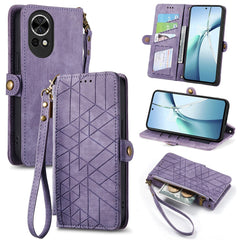 For Huawei nova 13 5G Zipper Wallet Case Geometry Lines Leather Phone Cover with Strap