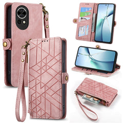 For Huawei nova 13 5G Zipper Wallet Case Geometry Lines Leather Phone Cover with Strap