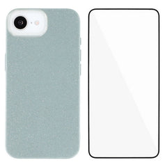 WANLONFENG XL2 Series for iPhone 16e Case IMD Glitter TPU Phone Cover with Tempered Glass Film - TechGearPal