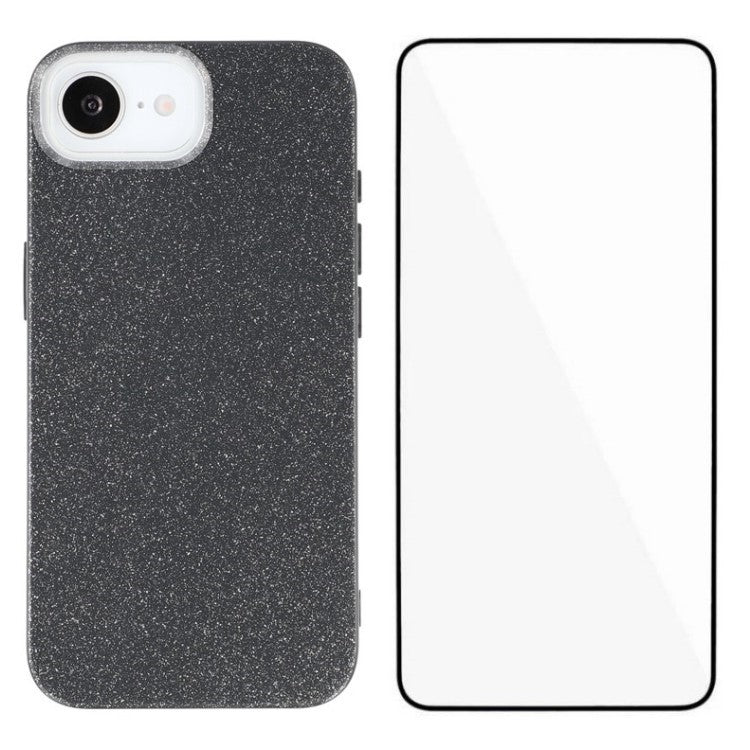 WANLONFENG XL2 Series for iPhone 16e Case IMD Glitter TPU Phone Cover with Tempered Glass Film - TechGearPal