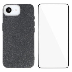 WANLONFENG XL2 Series for iPhone 16e Case IMD Glitter TPU Phone Cover with Tempered Glass Film - TechGearPal
