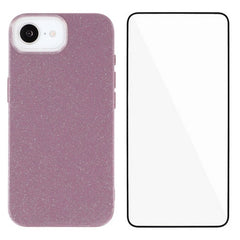 WANLONFENG XL2 Series for iPhone 16e Case IMD Glitter TPU Phone Cover with Tempered Glass Film - TechGearPal