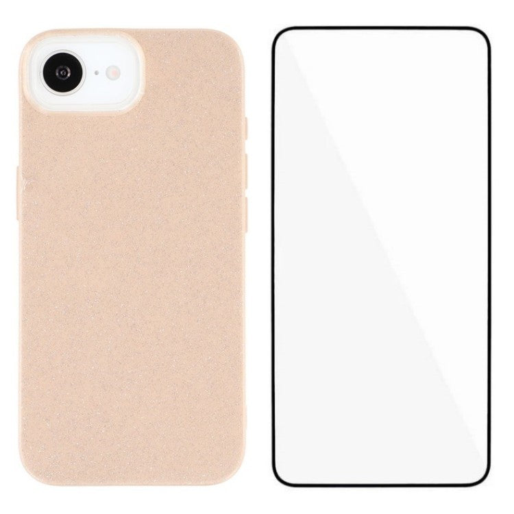 WANLONFENG XL2 Series for iPhone 16e Case IMD Glitter TPU Phone Cover with Tempered Glass Film - TechGearPal