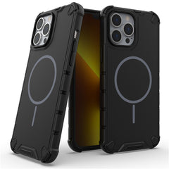 For iPhone 13 Pro Max Magnetic Case Corrugated Texture Heat Dissipation Shockproof TPU + PC Phone Back Cove - TechGearPal