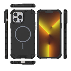 For iPhone 13 Pro Max Magnetic Case Corrugated Texture Heat Dissipation Shockproof TPU + PC Phone Back Cove - TechGearPal