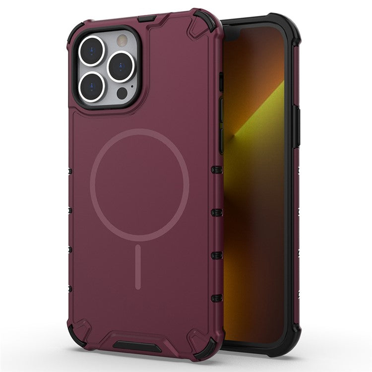 For iPhone 13 Pro Max Magnetic Case Corrugated Texture Heat Dissipation Shockproof TPU + PC Phone Back Cove - TechGearPal
