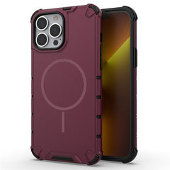 For iPhone 13 Pro Max Magnetic Case Corrugated Texture Heat Dissipation Shockproof TPU + PC Phone Back Cove - TechGearPal