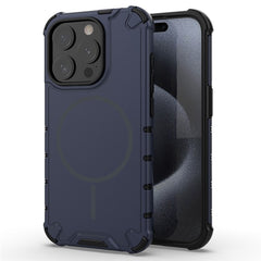 For iPhone 15 Pro Max Magnetic Case Corrugated Texture Heat Dissipation Shockproof TPU + PC Phone Back Cover - TechGearPal