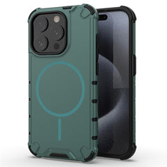 For iPhone 15 Pro Max Magnetic Case Corrugated Texture Heat Dissipation Shockproof TPU + PC Phone Back Cover - TechGearPal