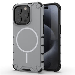For iPhone 15 Pro Max Magnetic Case Corrugated Texture Heat Dissipation Shockproof TPU + PC Phone Back Cover - TechGearPal