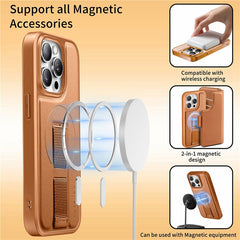 CASENEO For iPhone 15 Pro Magnetic Case RFID Blocking Wallet Detachable Leather Phone Cover with Wristband - TechGearPal