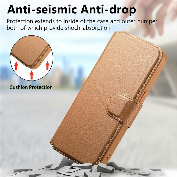 CASENEO For iPhone 15 Pro Magnetic Case RFID Blocking Wallet Detachable Leather Phone Cover with Wristband - TechGearPal