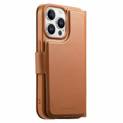 CASENEO For iPhone 15 Pro Magnetic Case RFID Blocking Wallet Detachable Leather Phone Cover with Wristband - TechGearPal