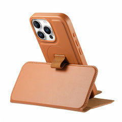 CASENEO For iPhone 15 Pro Magnetic Case RFID Blocking Wallet Detachable Leather Phone Cover with Wristband - TechGearPal