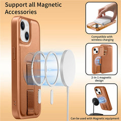 CASENEO For iPhone 15 Magnetic Case RFID Blocking Wallet Detachable Leather Phone Cover with Wristband - TechGearPal