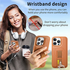 CASENEO For iPhone 14 Pro Magnetic Case RFID Blocking Wallet Detachable Leather Phone Cover with Wristband - TechGearPal