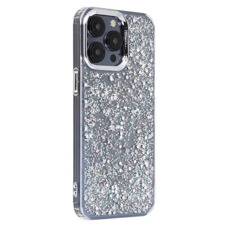 For iPhone 15 Pro Case Epoxy Design Electroplating Soft TPU Phone Back Cover Large Lens Cutout - TechGearPal