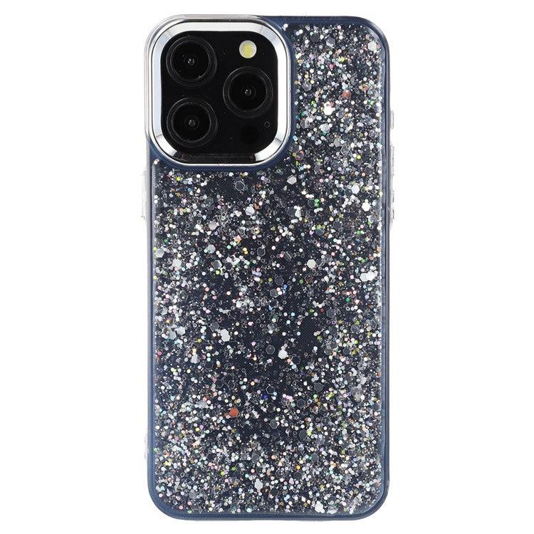 For iPhone 15 Pro Case Epoxy Design Electroplating Soft TPU Phone Back Cover Large Lens Cutout - TechGearPal