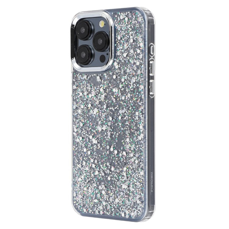 For iPhone 15 Pro Case Epoxy Design Electroplating Soft TPU Phone Back Cover Large Lens Cutout - TechGearPal