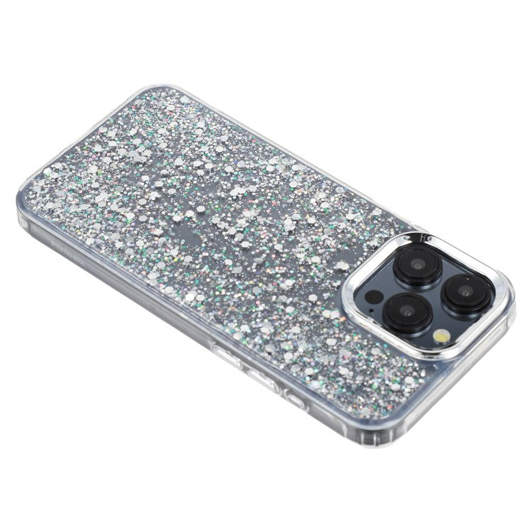 For iPhone 15 Pro Case Epoxy Design Electroplating Soft TPU Phone Back Cover Large Lens Cutout - TechGearPal