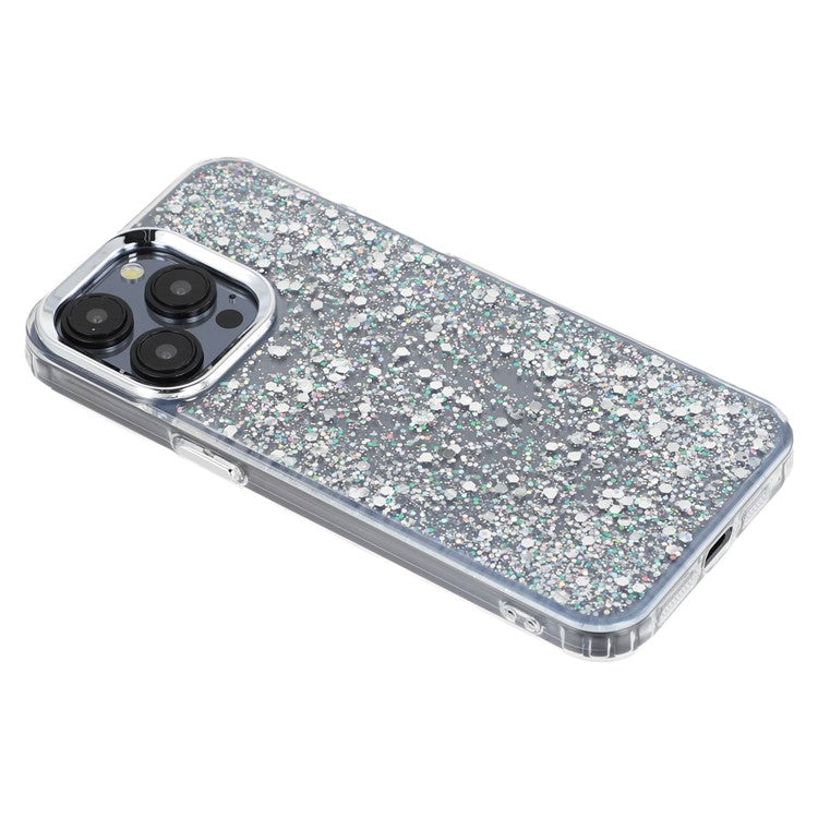 For iPhone 15 Pro Case Epoxy Design Electroplating Soft TPU Phone Back Cover Large Lens Cutout - TechGearPal