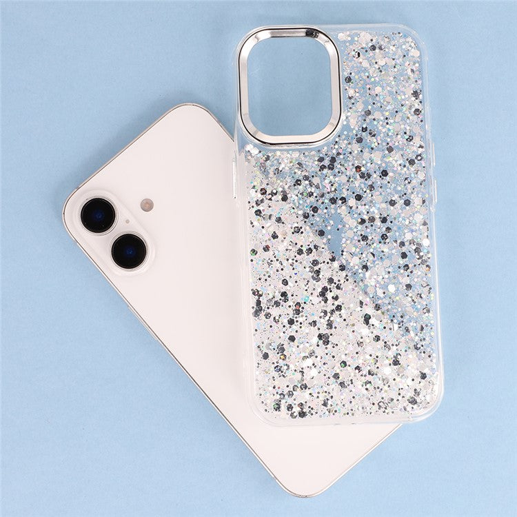 For iPhone 16 Case Epoxy Design Electroplating Soft TPU Phone Back Cover Large Lens Cutout - TechGearPal