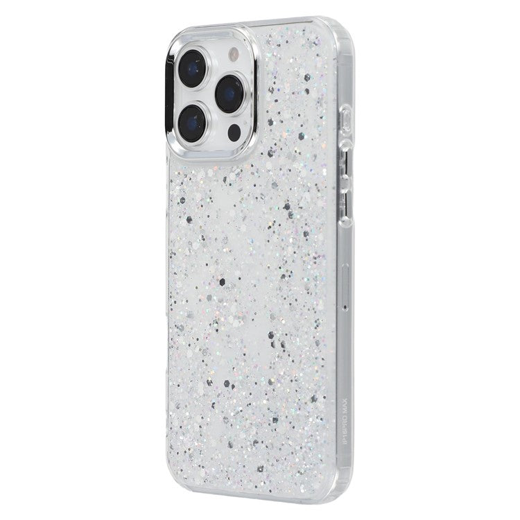 For iPhone 16 Pro Case Epoxy Design Electroplating Soft TPU Phone Back Cover Large Lens Cutout - TechGearPal