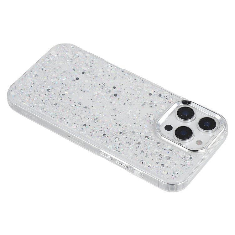 For iPhone 16 Pro Case Epoxy Design Electroplating Soft TPU Phone Back Cover Large Lens Cutout - TechGearPal