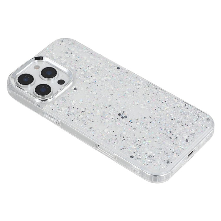 For iPhone 16 Pro Case Epoxy Design Electroplating Soft TPU Phone Back Cover Large Lens Cutout - TechGearPal