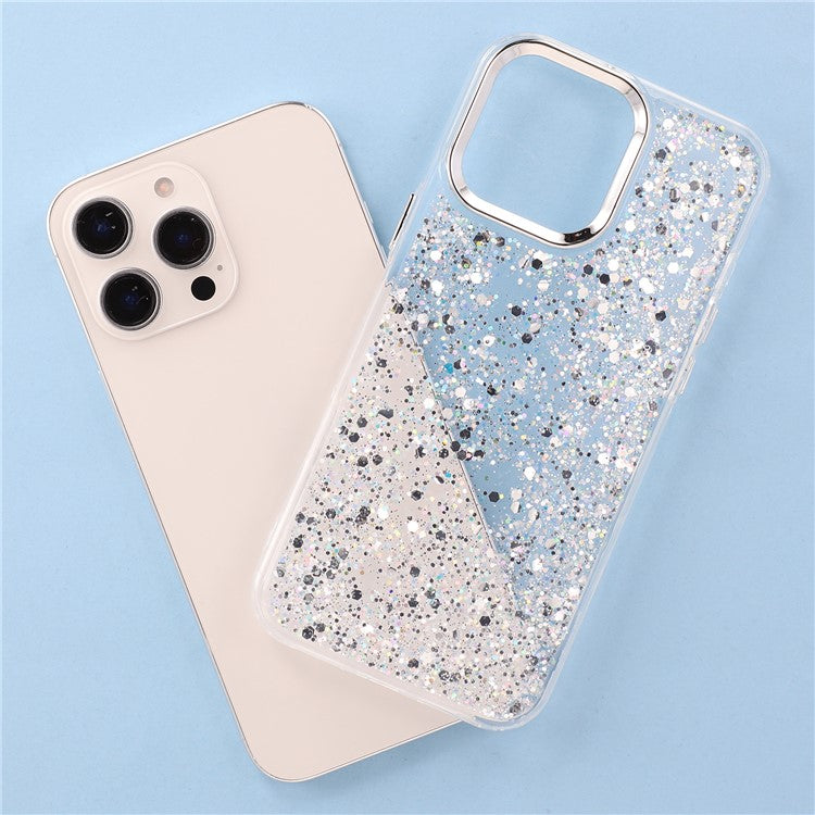 For iPhone 16 Pro Case Epoxy Design Electroplating Soft TPU Phone Back Cover Large Lens Cutout - TechGearPal