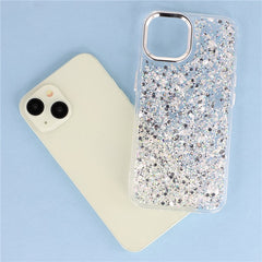 For iPhone 15 Case Epoxy Design Electroplating Soft TPU Phone Back Cover Large Lens Cutout - TechGearPal