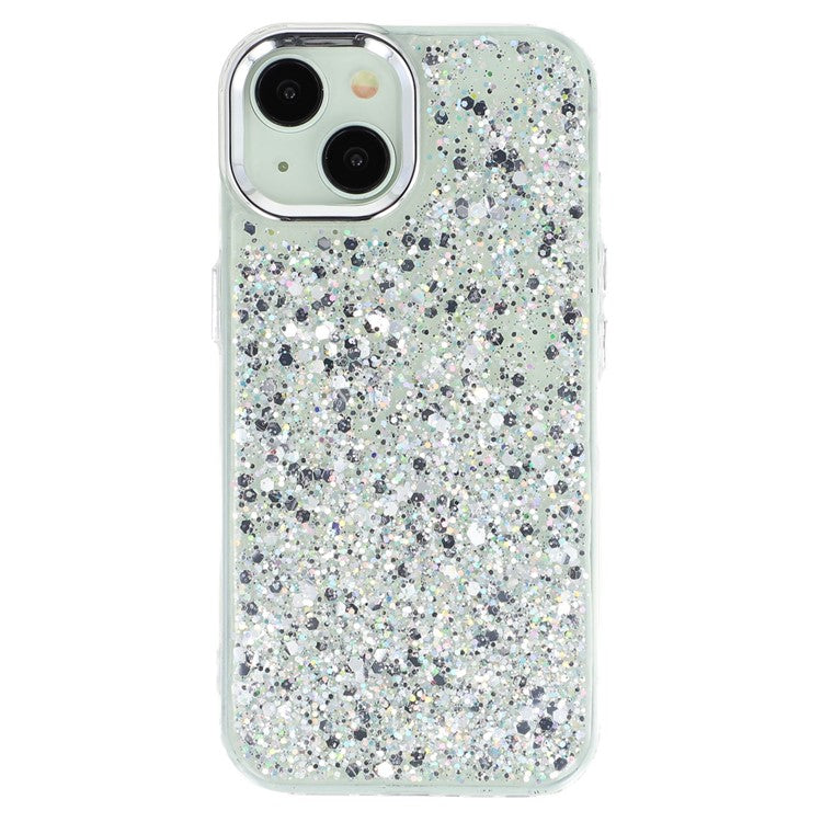 For iPhone 13 Case Epoxy Design Electroplating Soft TPU Phone Back Cover Large Lens Cutout - TechGearPal