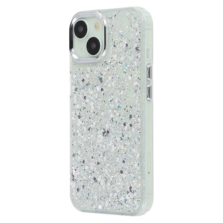 For iPhone 13 Case Epoxy Design Electroplating Soft TPU Phone Back Cover Large Lens Cutout - TechGearPal