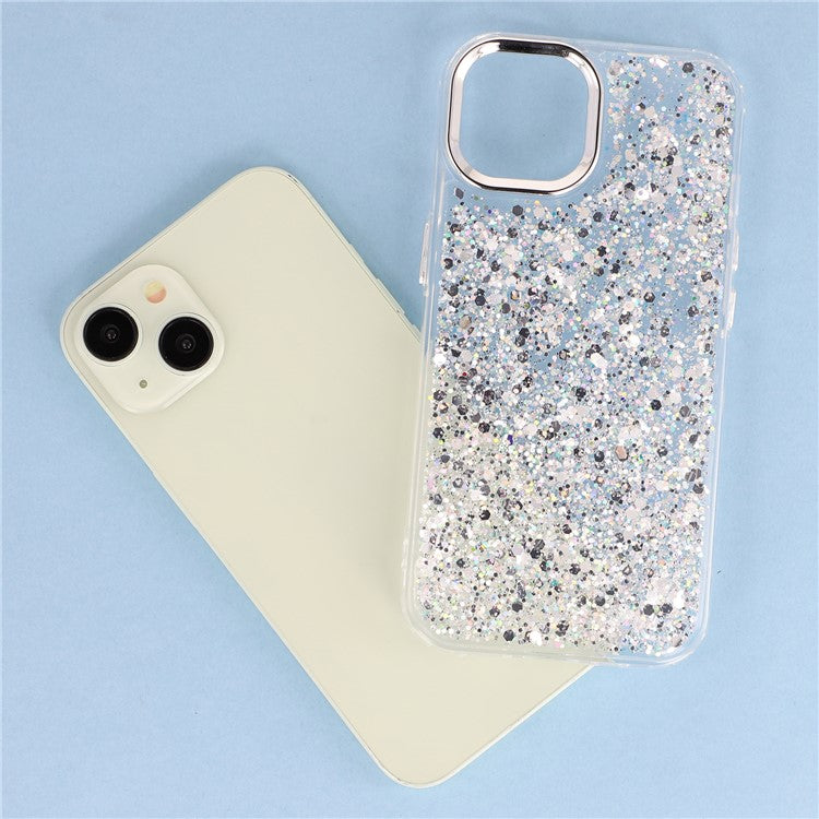 For iPhone 13 Case Epoxy Design Electroplating Soft TPU Phone Back Cover Large Lens Cutout - TechGearPal