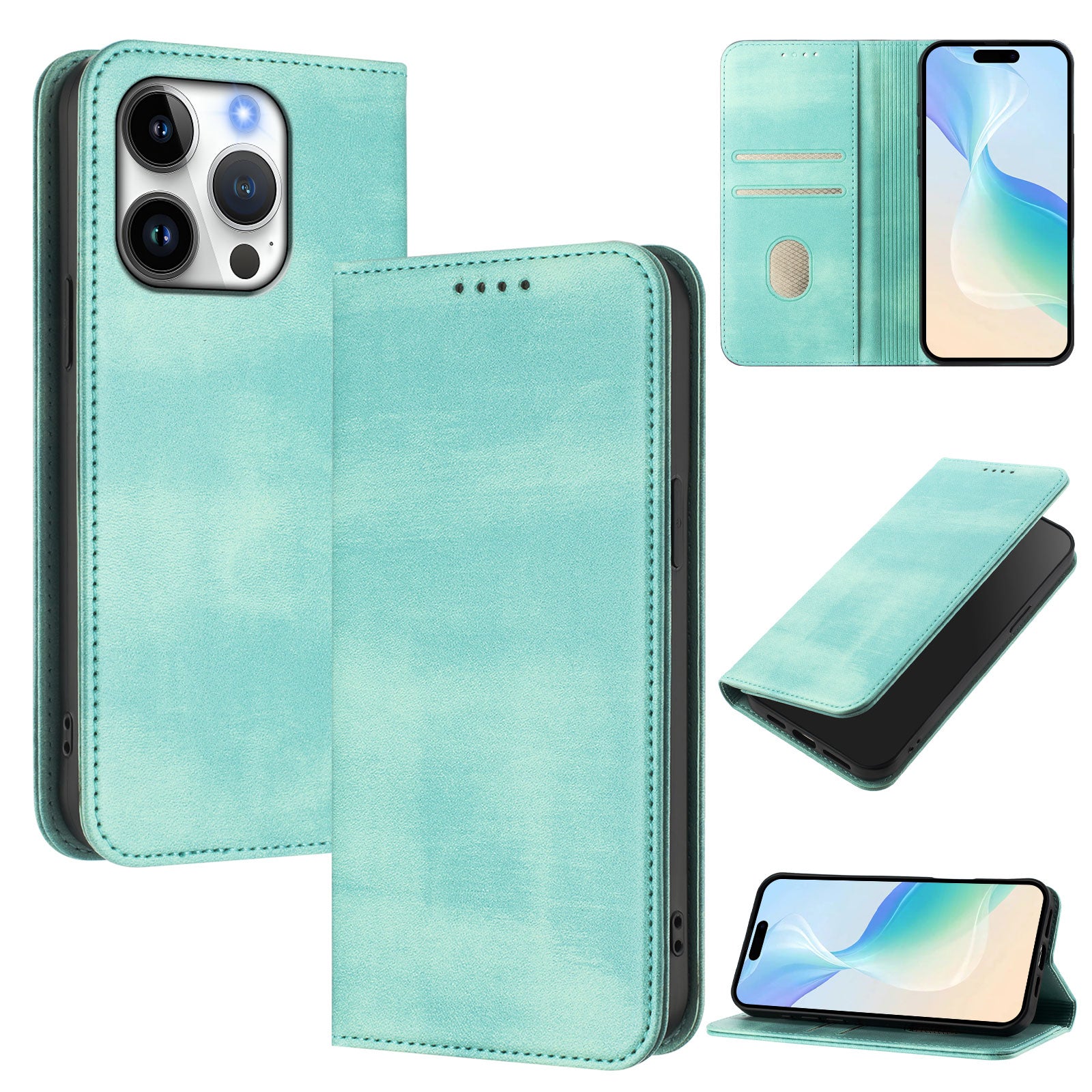 For iPhone 16 Pro Wallet Cases Retro Texture RFID Blocking Leather Phone Cover - TechGearPal