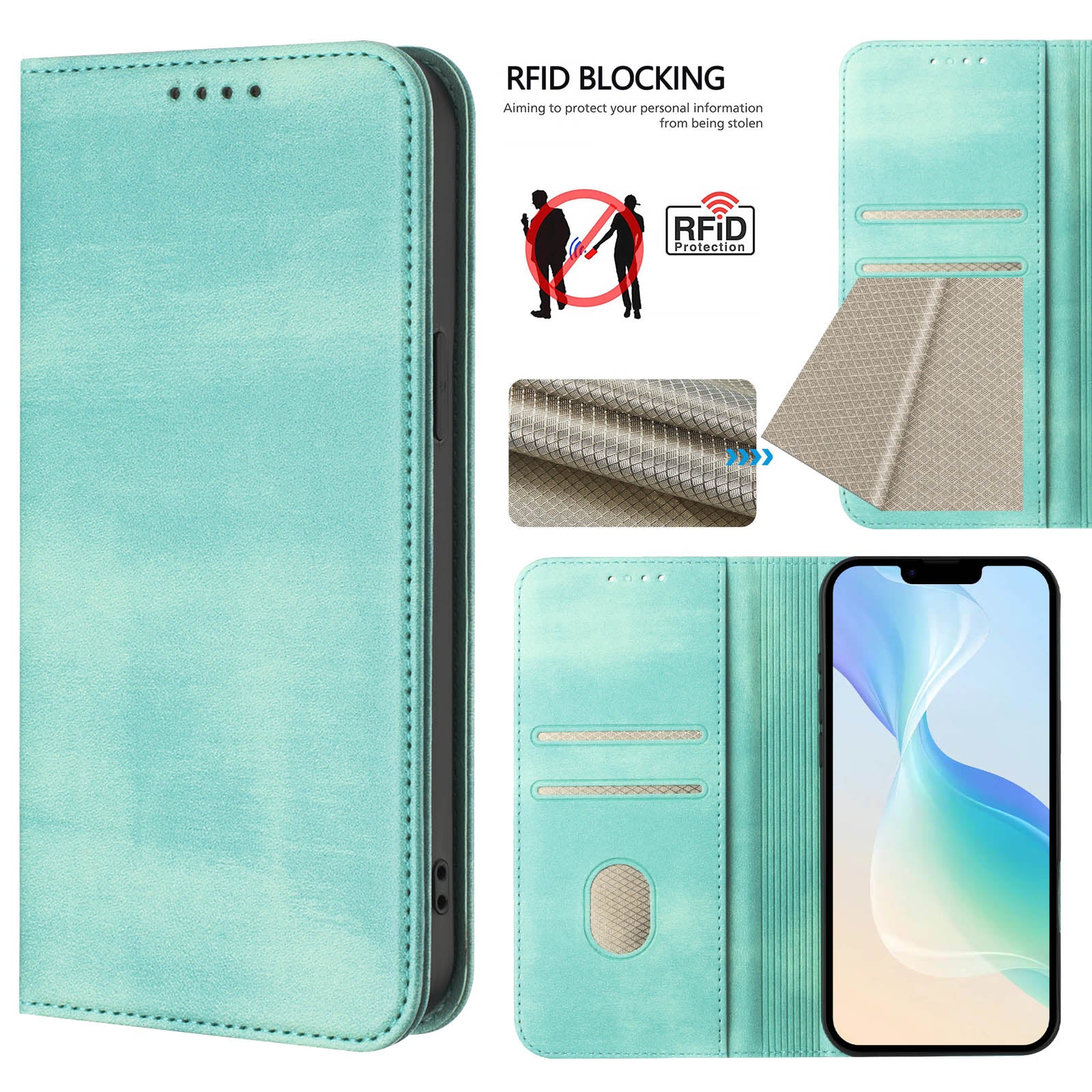 For iPhone 16 Wallet Cases Retro Texture RFID Blocking Leather Phone Cover - TechGearPal