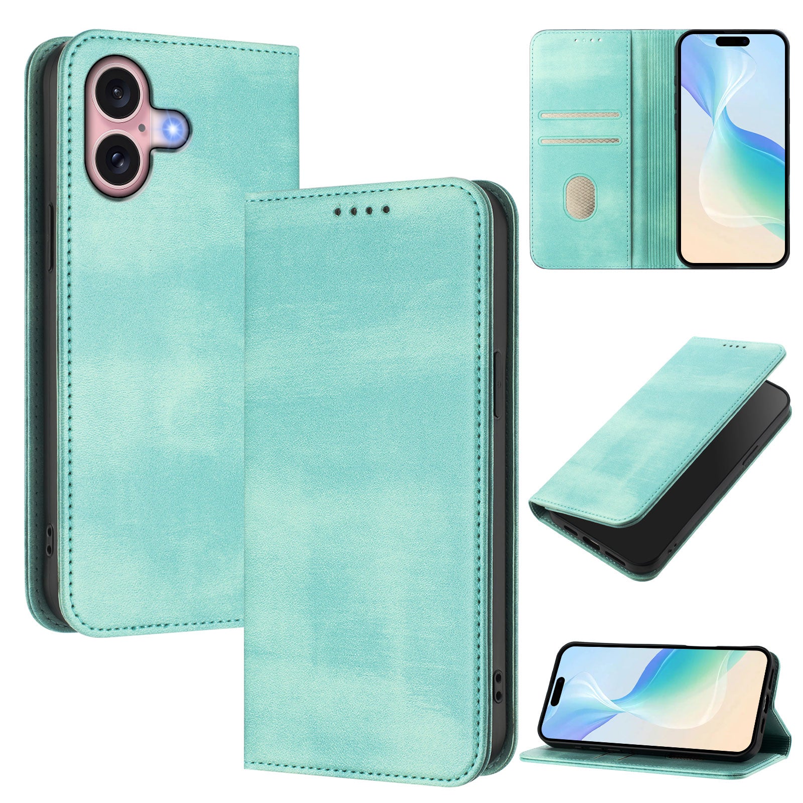 For iPhone 16 Wallet Cases Retro Texture RFID Blocking Leather Phone Cover - TechGearPal