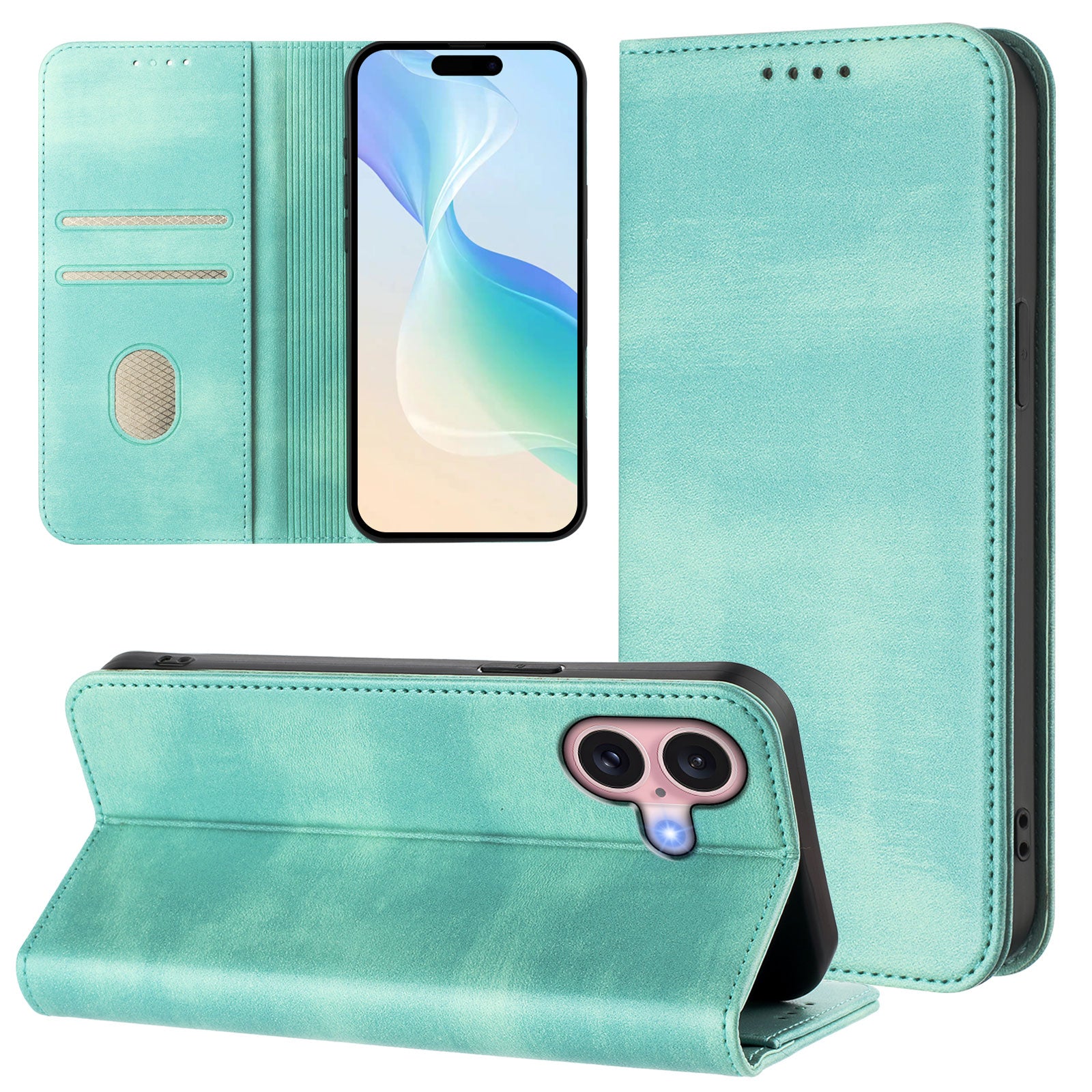 For iPhone 16 Wallet Cases Retro Texture RFID Blocking Leather Phone Cover - TechGearPal