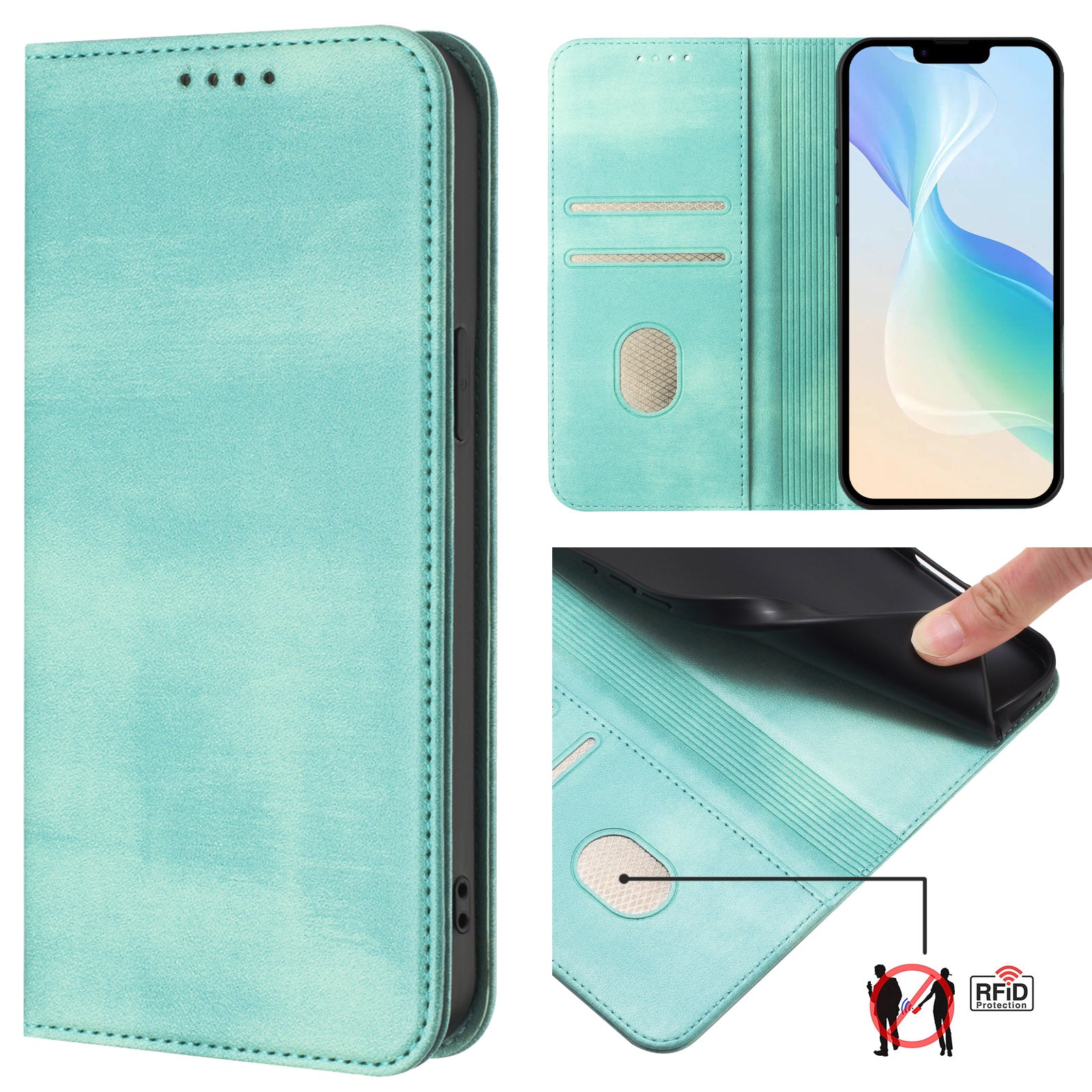 For iPhone 16 Wallet Cases Retro Texture RFID Blocking Leather Phone Cover - TechGearPal