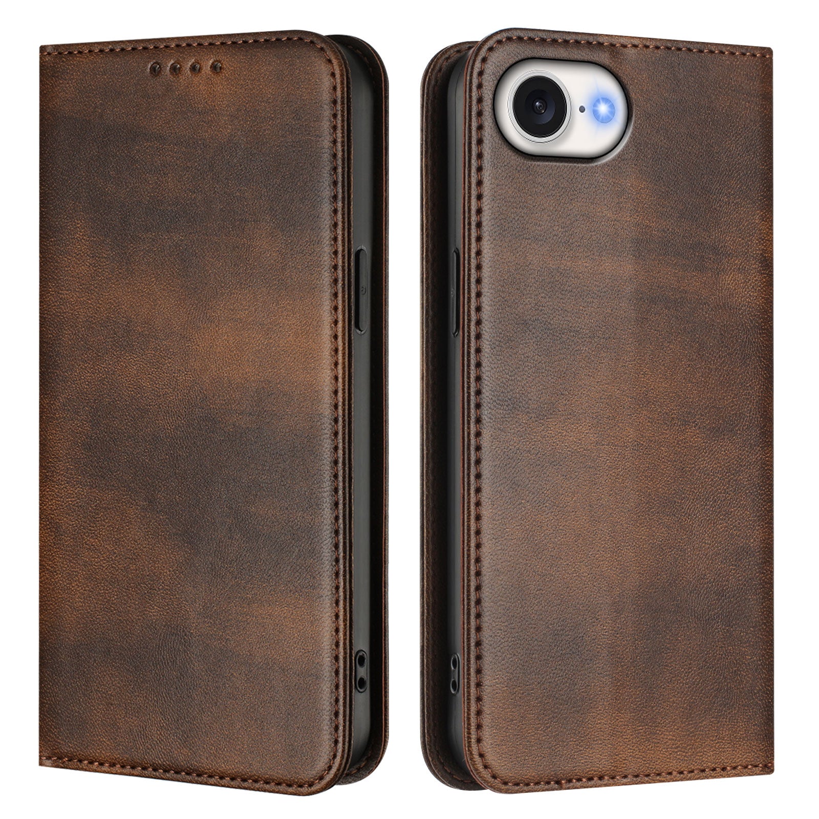 For iPhone 16e Wallet Cases Retro Texture RFID Blocking Leather Phone Cover - TechGearPal