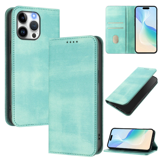 For iPhone 15 Pro Max Wallet Cases Retro Texture RFID Blocking Leather Phone Cover - TechGearPal