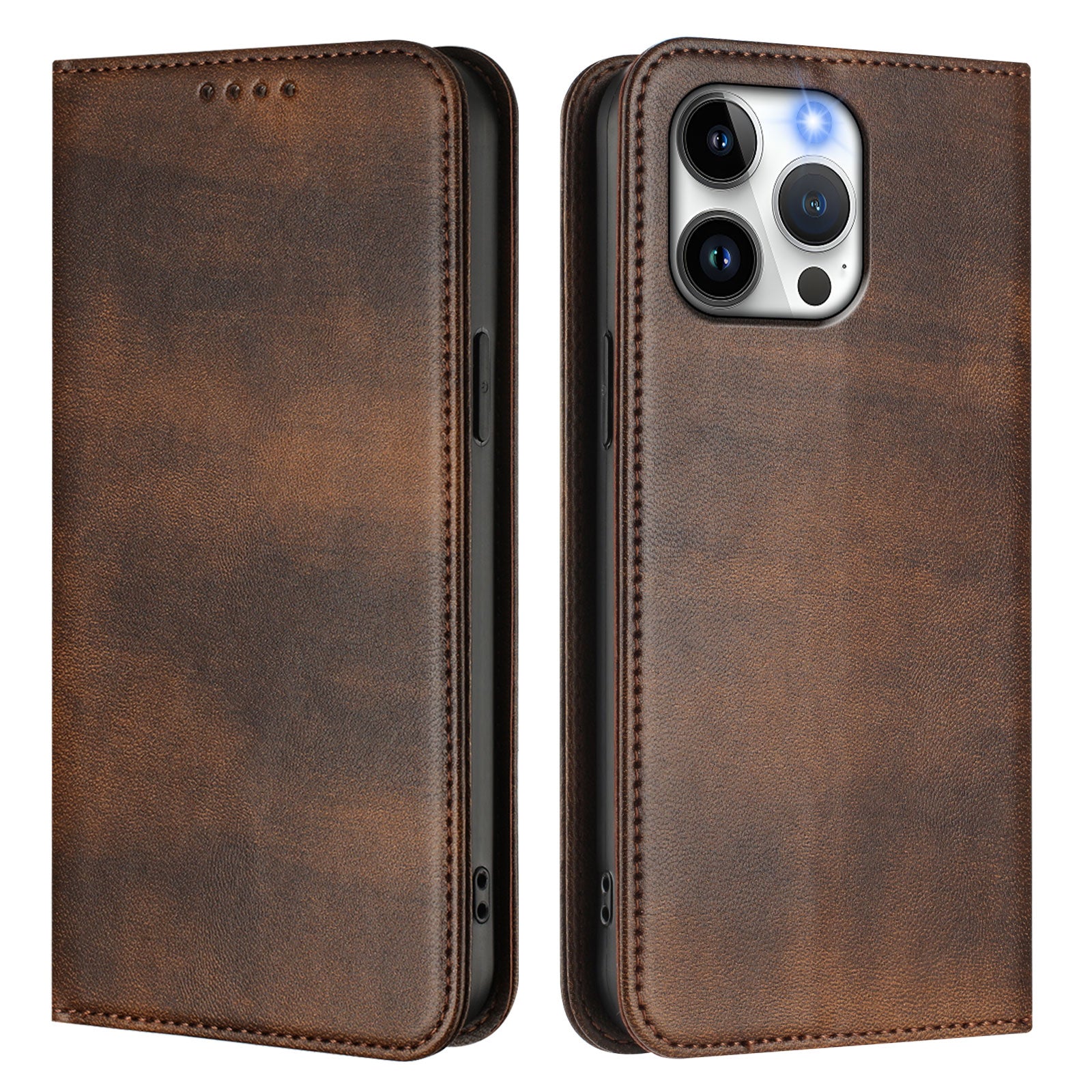 For iPhone 15 Pro Max Wallet Cases Retro Texture RFID Blocking Leather Phone Cover - TechGearPal