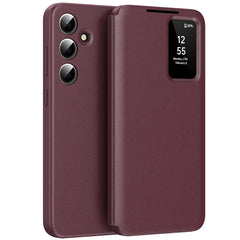 For Samsung Galaxy A56 5G Case with Card Holder Smart View Window Leather Phone Cover