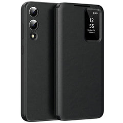 Étui en cuir pour Samsung Galaxy S25 Edge avec porte-cartes et fenêtre Smart View 