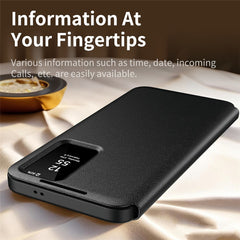 Étui en cuir pour Samsung Galaxy S25 Edge avec porte-cartes et fenêtre Smart View 