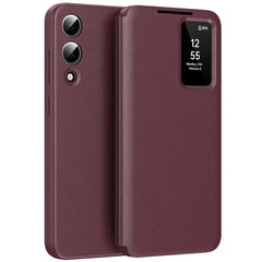 Étui en cuir pour Samsung Galaxy S25 Edge avec porte-cartes et fenêtre Smart View 