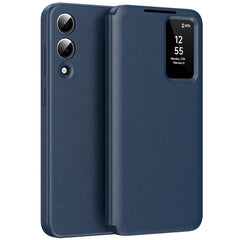 Étui en cuir pour Samsung Galaxy S25 Edge avec porte-cartes et fenêtre Smart View 