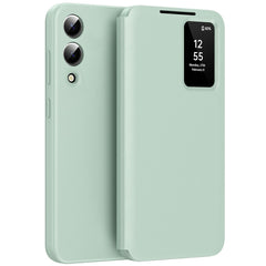 Étui en cuir pour Samsung Galaxy S25 Edge avec porte-cartes et fenêtre Smart View 